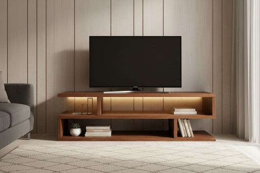 طاولة تلفزيون خشب بني 80 × 30 × 45 سم - وحدة تلفزيون ام دي اف