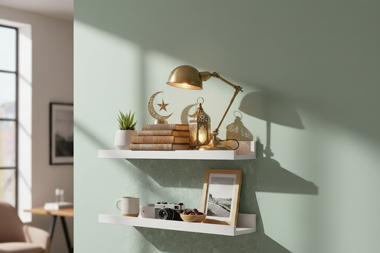 رفوف حائط عائمة بتصميم ريفي كلاسيكي لوضع اطارات الصور (قطعتين)