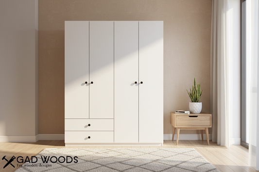 دولاب مودرن مصنوع من خشب ام دي اف اسباني عالي الجودة 3 ضلف و 2 درج - 210×160×45 سم - أبيض