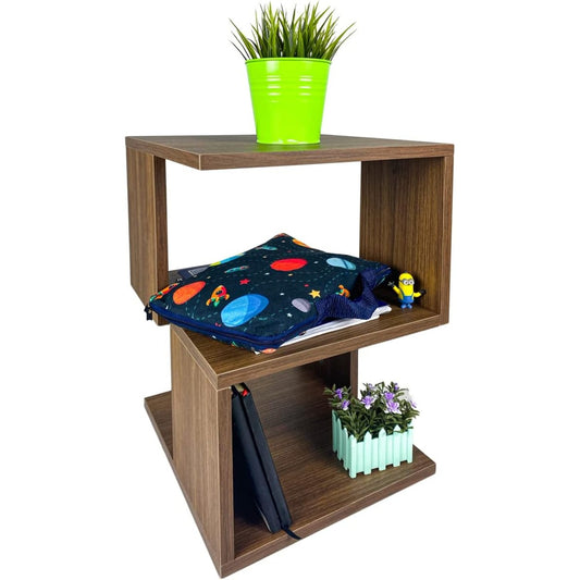 طاولة سرير جانبية مربعة خشب بني لديكور غرفة النوم -  ترابيزة جانبية مودرن - ترابيزة خشب بني