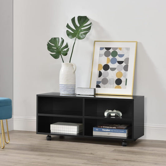 وحدة تلفزيون ، ترابيزة تلفزيون، ترابيزة ، أسود، خشب مُصنع