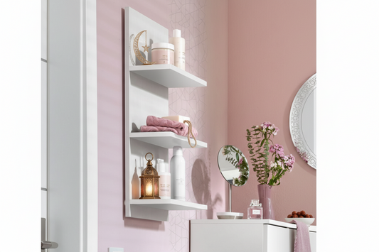 رف حائط للحمام خشب ام دي اف أسود- 60×13×60 سم