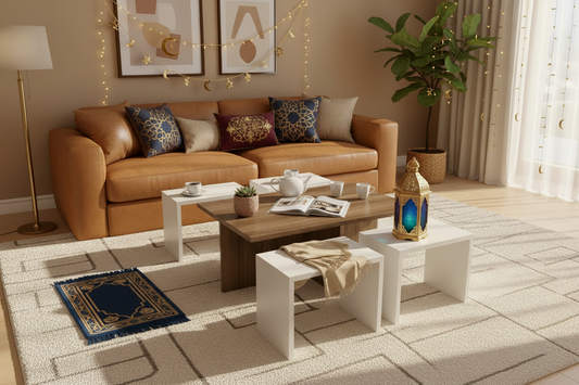 ترابيزة ركنة مودرن خشب بني و ابيض-80*50 - ترابيزة قهوة مودرن ترابيزة قهوة خشب