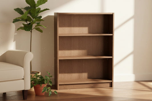 مكتبة خشب للكتب مع 3 رفوف بني - مكتبة كتب خشب - مكتبة منزلية خشبية