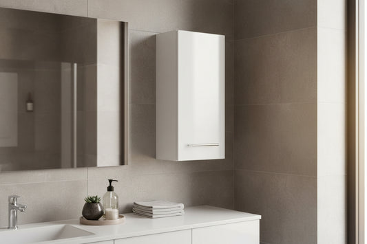 وحدة تخزين مطبخ و حمام خشب أم دى اف أبيض - 75×35×15 سم