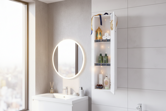 وحدة تخزين مطبخ و حمام خشب أم دى اف أبيض - 80×25×20 سم