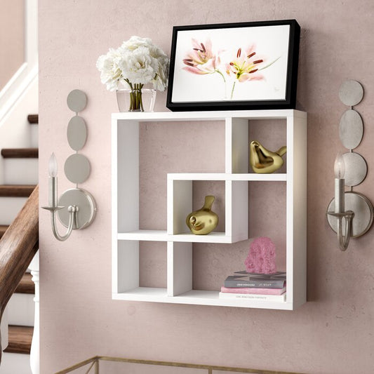 رف حائط خشب ام دي اف أبيض- 60×60 سم