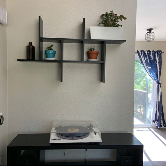 رف حائط خشب ام دي اف أسود- 125×13×50 سم