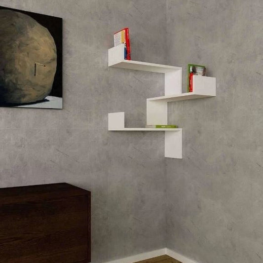 رف حائط خشب ام دي اف أبيض- 60×13×78 سم